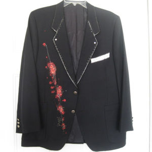 Conti di Roma Hand Painted Black Wool Blazer 10-12